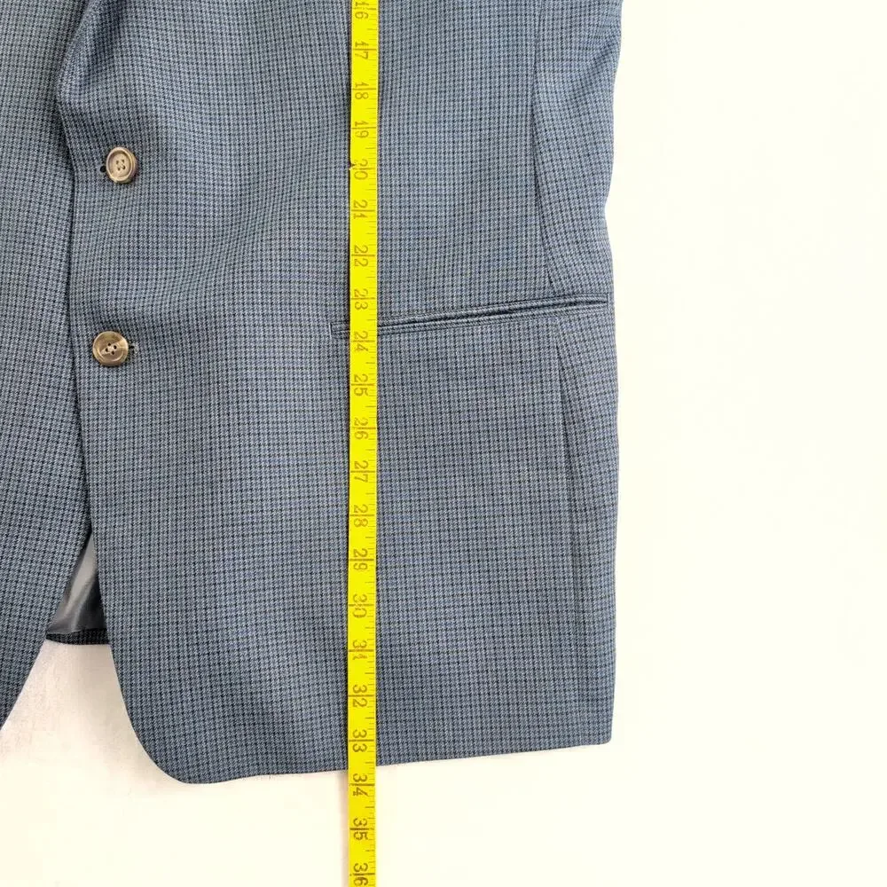 Chaps Herringbone Checked Men's Sport Coat Men's 48R Navy Blue Black
